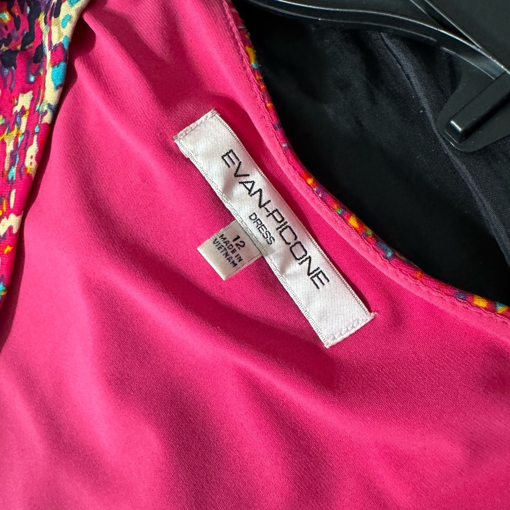 Evan-Picone 12 pre loved cap sleeve , faux wrap, multicolored in amazing… - Picture 2 of 5